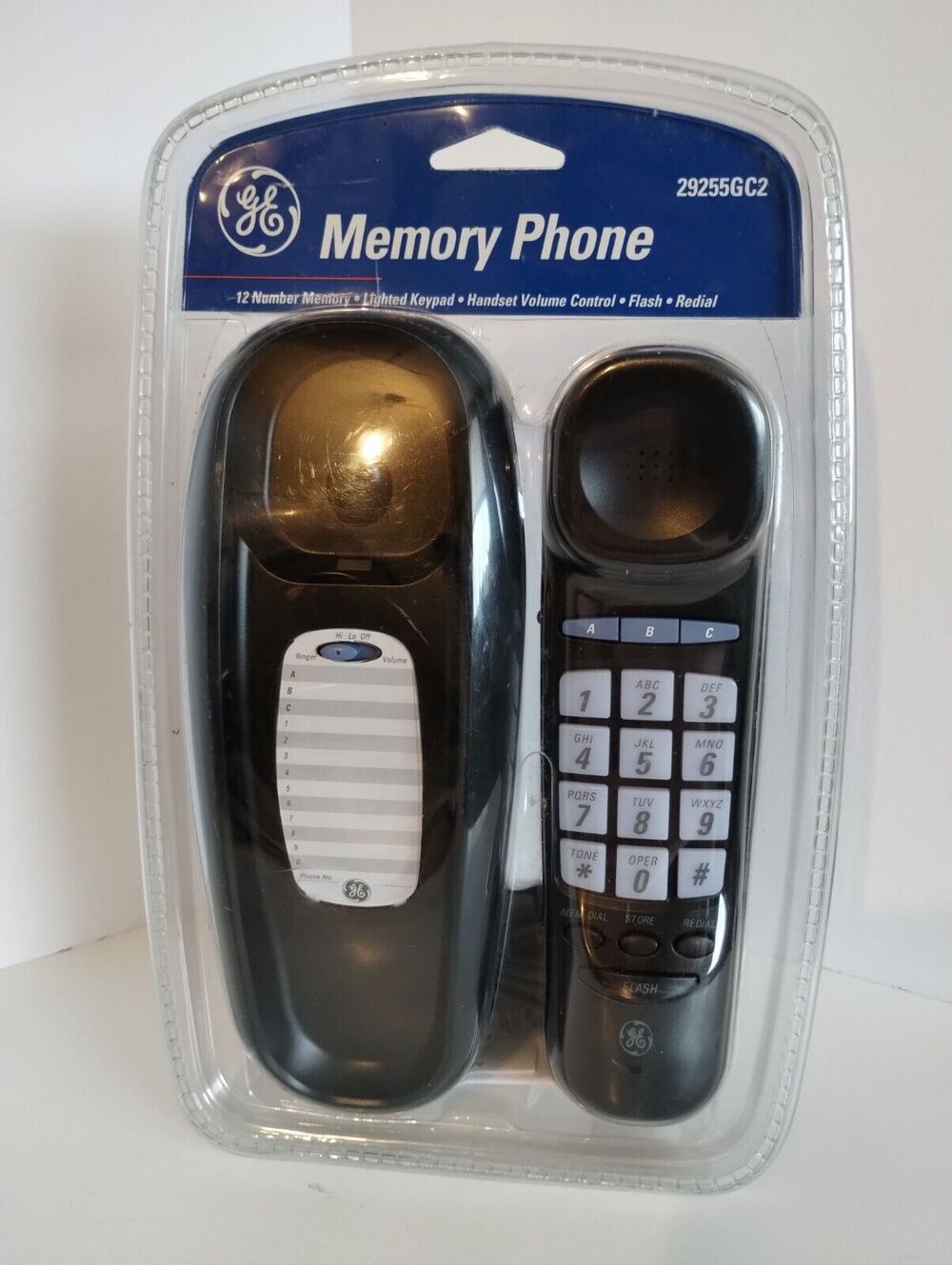 GE Memory Phone 29255GC2 Black Corded Lighted Keypad New In Package